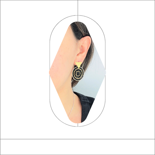 Midnight Handmade Beaded Earrings – Black & Gold