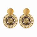 Aurora Gold Beaded Statement Earrings – Champagne & Bronze