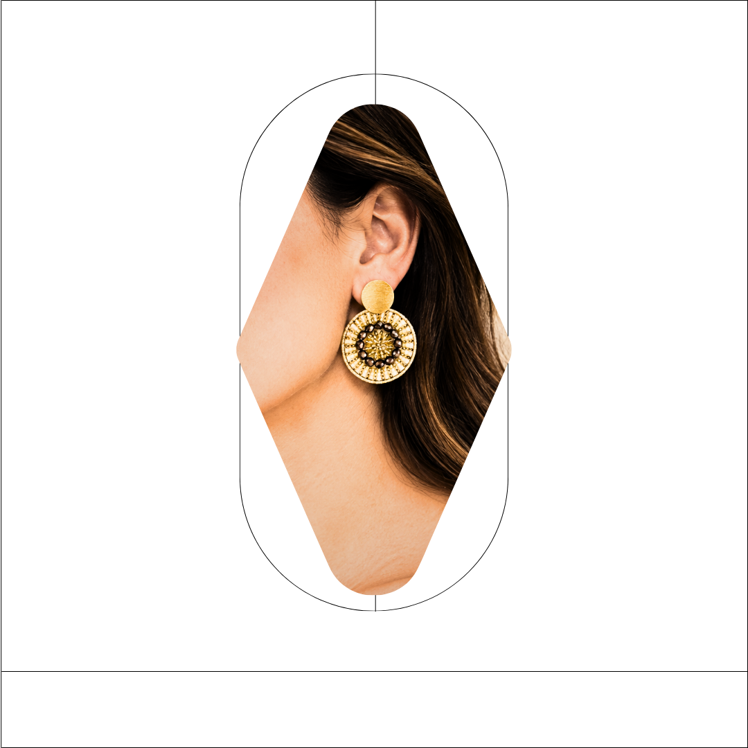 Aurora Gold Beaded Statement Earrings – Champagne & Bronze