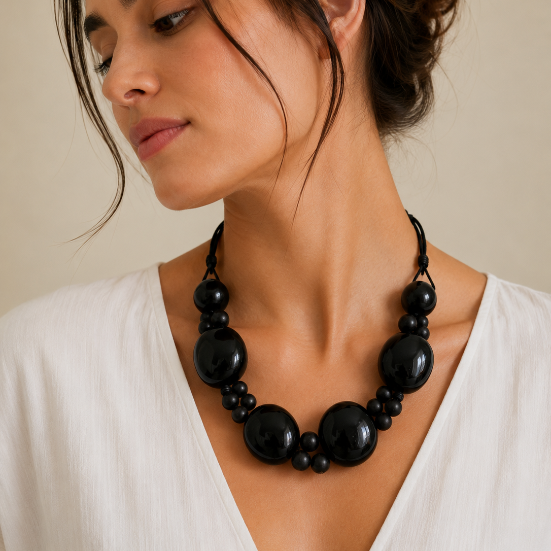 Black Tagua Seed Necklace 